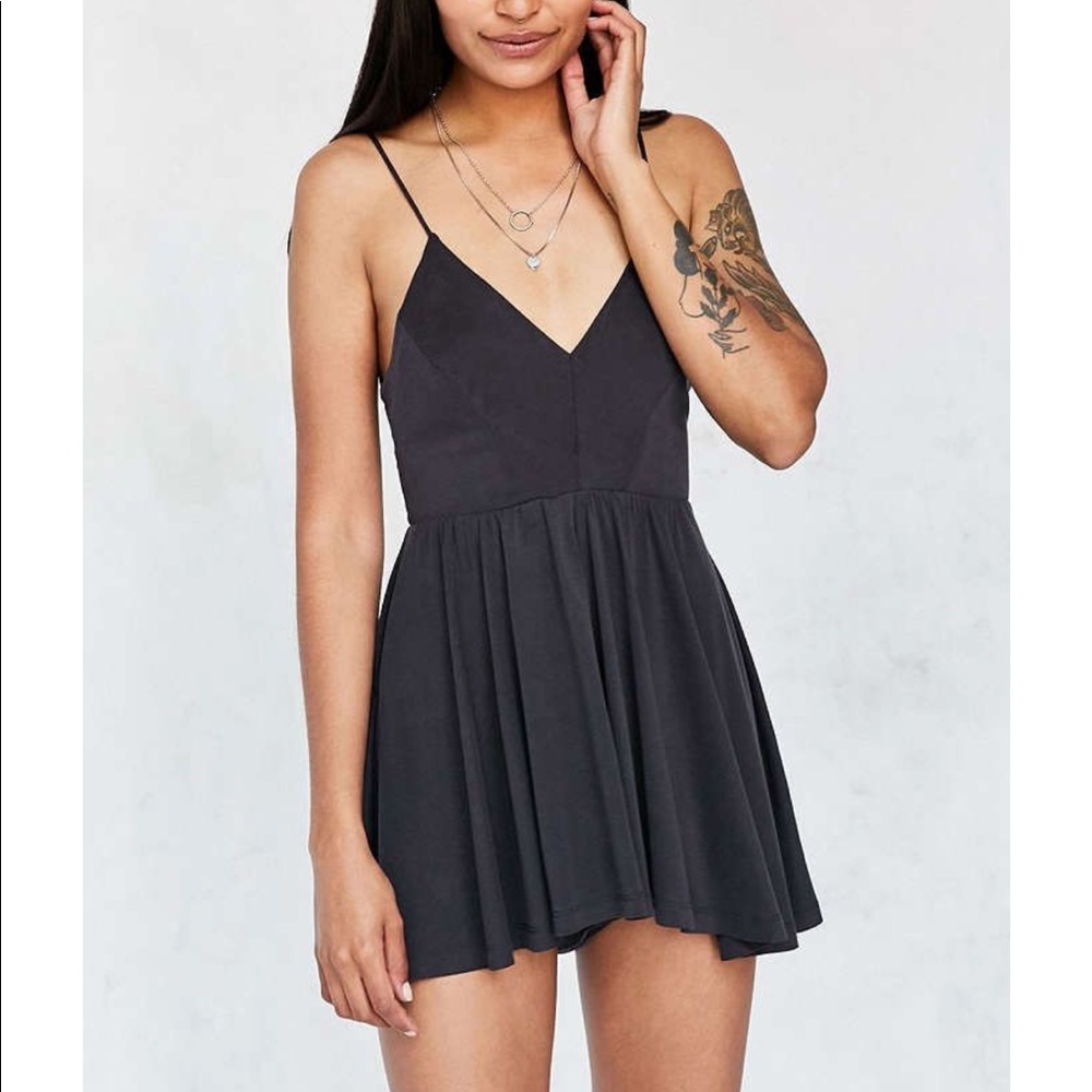 Silence + Noise Silky black Romper